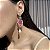 Brinco Gota Pink Fusion e Turmalina com Pêndulo Pérola Shell Banhado a Ouro - Imagem 3