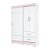 ROUPEIRO BRIZ B59-66 03 PORTAS 02 GAVETAS BRANCO/BRANCO/ROSA CHA - Imagem 2