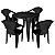 Kit Mesa Quadrada Monobloco Preto Com 4 Cadeiras Futurista - Imagem 1
