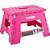 Banqueta Plástica Multiuso Dobrável Capacidade 150 Kg Rosa Vonder - Imagem 1