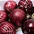 Kit 9 Bola de Natal Textura Folha E Flor Vinho 8Cm - Imagem 2