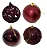 Kit 9 Bola de Natal Textura Folha E Flor Vinho 8Cm - Imagem 1