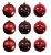 Kit 9 Bola de Natal Mista Lisa Fosca Risco C/Glitter Vinho 6CM - Imagem 1