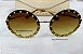 Round Louis Vuitton Óculos de Sol Redondo Marrom com Tachas Douradas - Imagem 3