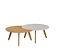 Conjunto mesa de centro Lua  pés em madeira nature/off-white laca - Imagem 2