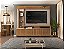 Home theater painel  para TV até 65" com LED na estante prateleiras em vidro e porta de correr ripada - Imagem 1