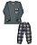 Pijama Infantil Masculino Calça  e Camiseta Manga Longa Microsoft Xadrez - Imagem 1
