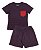 Pijama Infantil Masculino Shorts e Camiseta Manga Curta Listrado Vermelho Família - Imagem 1