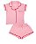 Pijama Infantil Feminino Shorts e Camisa Manga Curta Rosa e Vermelho - Imagem 1
