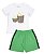 Pijama Adulto Masculino Shorts e Camiseta Manga Curta Pipoca Verde Família - Imagem 1