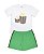 Pijama Infantil Masculino Shorts e Camiseta Manga Curta Pipoca Verde Família - Imagem 1