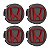 Jogo de Calotinhas 58mm Centro de Roda Honda FIT Civic City WRV Grafite com Vermelho - Imagem 1