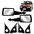 Kit Retrovisor Uno EP Smart Young  2 portas com controle acabamento externo e interno - Imagem 1