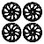 Jogo Calota Esportiva aro 13 DS4 Preta Brilhante Emblema Fiat Preto - Imagem 1