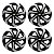 Jogo Calota Esportiva Aro 14 Spider Black/Silver emblema GM Preto - Imagem 1