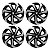 Jogo Calota Esportiva Aro 14 Spider Black/Silver emblema Peugeot - Imagem 1