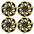 Jogo Calota Esportiva Aro 14 Spider Black/Yellow emblema Fiat Vermelho - Imagem 1