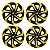 Jogo Calota Esportiva Aro 14 Spider Black/Yellow emblema Fiat Preto - Imagem 1