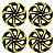 Jogo Calota Esportiva Aro 14 Spider Black/Yellow emblema GM Preto - Imagem 1