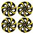 Jogo Calota Esportiva Aro 14 Spider Black/Yellow emblema Nissan - Imagem 1