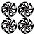 Jogo Calota Esportiva Aro 13 Spider Black/Silver emblema Fiat Vermelho - Imagem 1