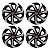 Jogo Calota Esportiva Aro 13 Spider Black/Silver emblema Fiat Vermelho - Imagem 1