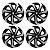 Jogo Calota Esportiva Aro 13 Spider Black/Silver emblema Peugeot - Imagem 1