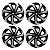 Jogo Calota Esportiva Aro 13 Spider Black/Silver emblema Renault Preto - Imagem 1