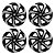 Jogo Calota Esportiva Aro 15 Spider Black/Silver emblema Fiat Preto - Imagem 1