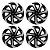 Jogo Calota Esportiva Aro 15 Spider Black/Silver emblema Ford Preto - Imagem 1