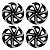 Jogo Calota Esportiva Aro 15 Spider Black/Silver emblema Renault Preto - Imagem 1