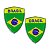 Par Emblema Escudo Do Brasil Com Moldura Cromada 6 Cm x 4,5 cm - Imagem 1