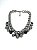Colar 1v. curto, corrente grafite com bolas abs e cristal grande preto - Imagem 1