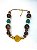 Colar 1v. de resinas marrom, azul e mostarda - Imagem 1