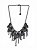 Colar 1v. curto corr. grafite com pingentes de folhas e strass verde - Imagem 2
