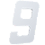 NUMERO 130MM BRANCO - 9 - METALMIDIA - Imagem 1