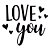 TRANSFER p/ balão LETTERING "LOVE YOU" PRETO - Imagem 1