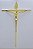 Crucifixo Parede em Metal Tamanho 28 cm Cruz Quadrada Cor Dourada R 76 - Imagem 2