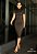 Perfect Way - Vestido Midi Gola Alta Drapeado Preto c/ Dourado - Imagem 1