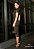 Perfect Way - Vestido Midi Gola Alta Drapeado Preto c/ Dourado - Imagem 3