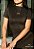Perfect Way - Vestido Midi Gola Alta Drapeado Preto c/ Dourado - Imagem 2