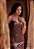 Perfect Way - Vestido Curto Com Bordado Marrom - Imagem 2