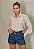 Perfect Way - Short Jeans Feminino C/ Recortes Azul - Imagem 1