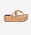 Luiza Barcelos - Sandália Plataforma Flat Em Couro Dourado - Imagem 2
