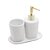 Conjunto 3Pcs P/Banheiro de Cerâmica Summit Branco e Dourado - Imagem 1