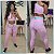 Conjunto Legging Rosa Coração Verde - Imagem 1