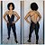 Macacão Longo Fitness Cirrê Preto Onça - Imagem 1