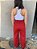 Calça Cintura Alta Pantalona Sarja Street Vermelho Bordo 40 - Imagem 3