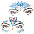 06 Cartela Adesivo Facial Pedras Sortidas Fantasia Carnaval - Imagem 1
