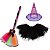 Kit Fantasia Bruxa Vassoura Chapéu Festa Halloween Luxo - Imagem 1